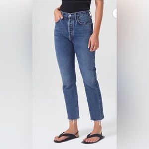 Agolde Riley High Rise Straight Leg Cropped Jeans